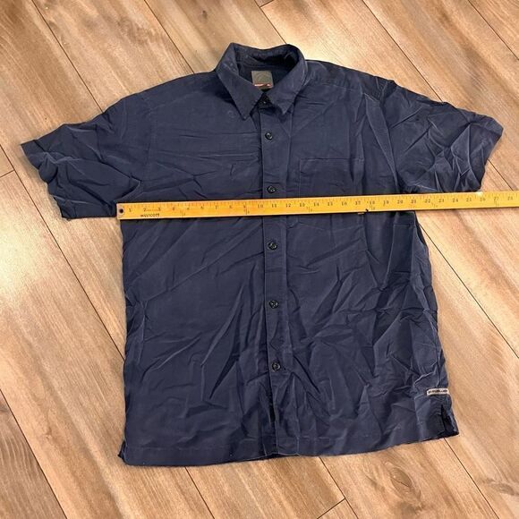 Vintage Quiksilver Navy Short Sleeve Striped Buttonup Men Small P-200 - Picture 2 of 5